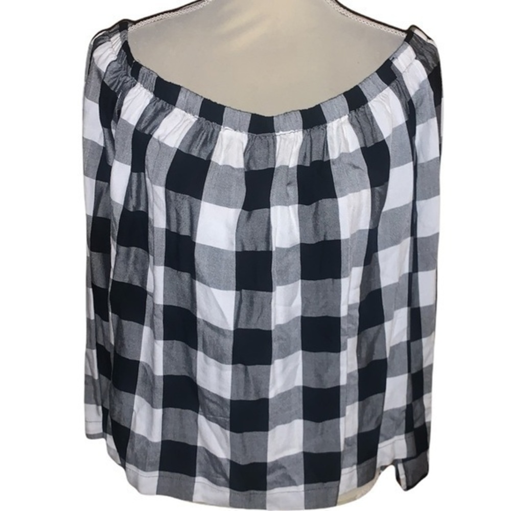 Anthropologie cloth & stone L gingham off shoulder top